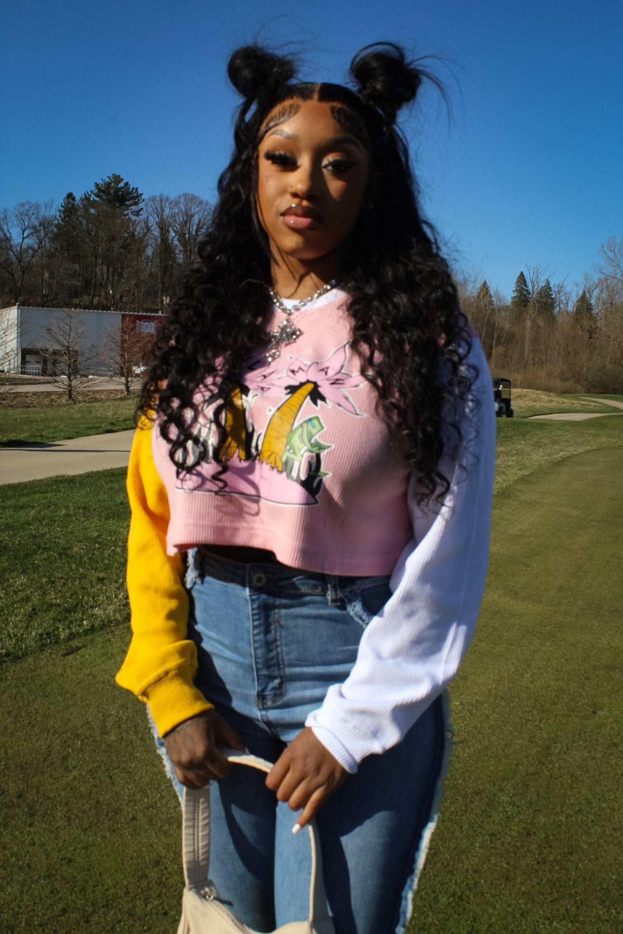 Dollarman Cropped Waffle Knit Thermal