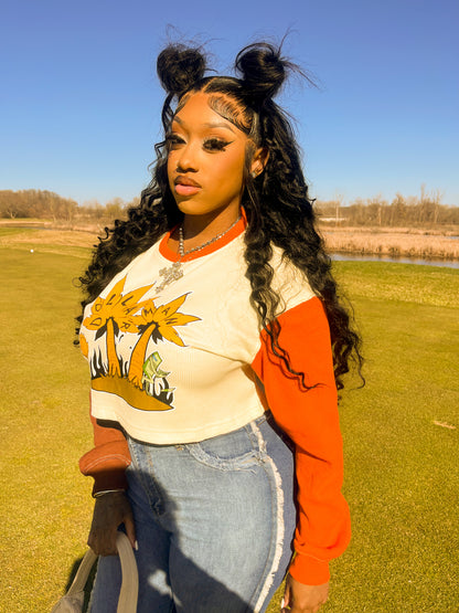 Dollarman Cropped Waffle Knit Thermal