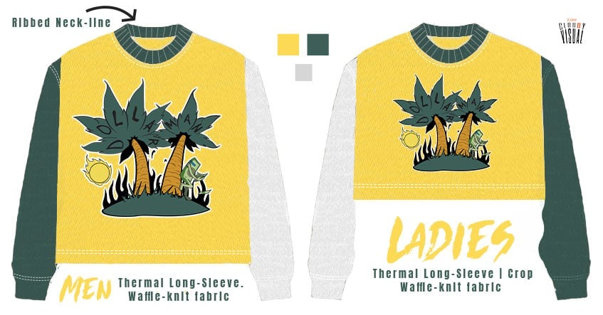 Dollarman Cropped Waffle Knit Thermal