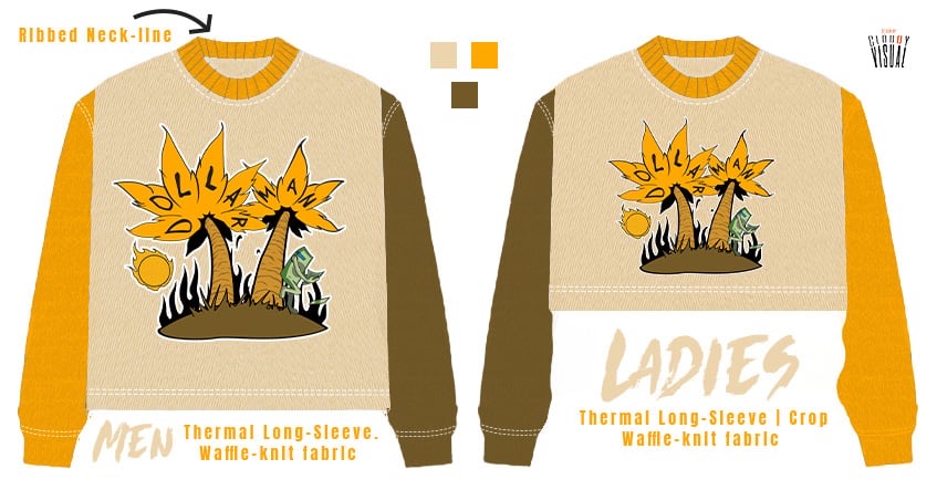 Dollarman Cropped Waffle Knit Thermal