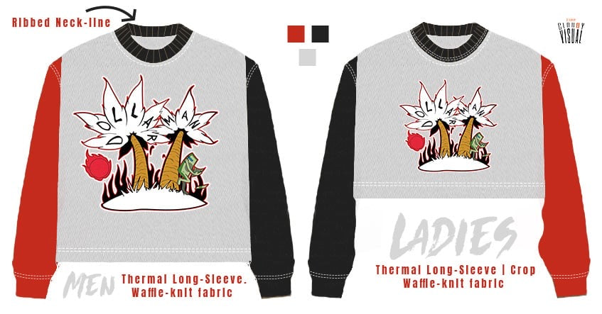 Dollarman Cropped Waffle Knit Thermal